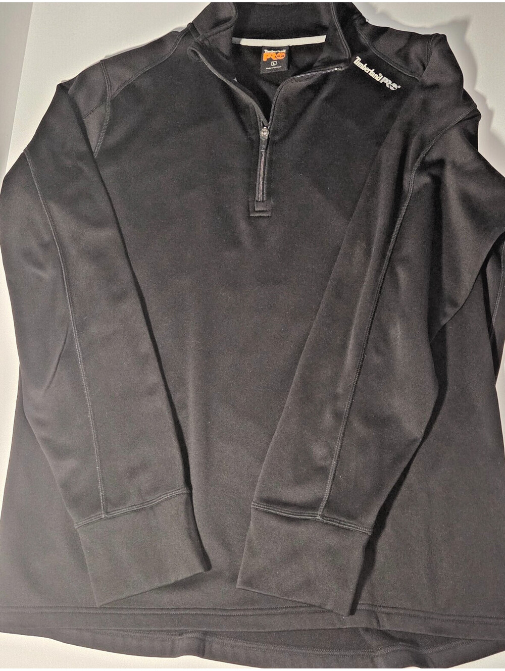 Timberland PRO Mens Large Black 1/4 Zip Fleece Pullover Workwear Thumbholes